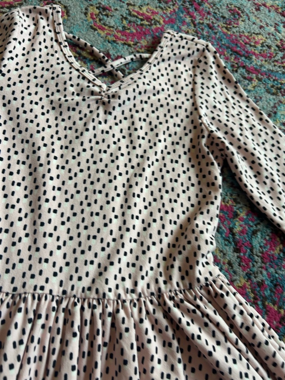 Dot Dot Smile Pale Pink Top with Charcoal Dash Print